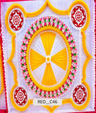 Sunburst Pinwheel Mandala with Floral Ring (RED__C46)