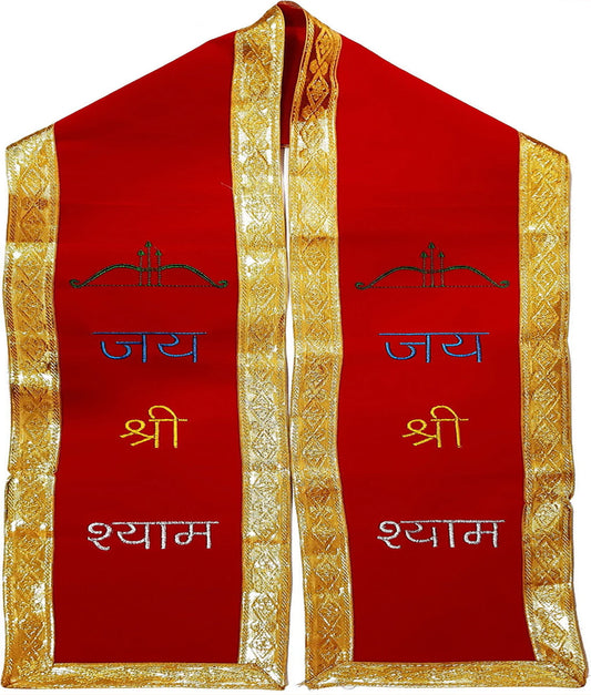 Jai Shree Shyam Embroidered Religious Patka (RED__D09)