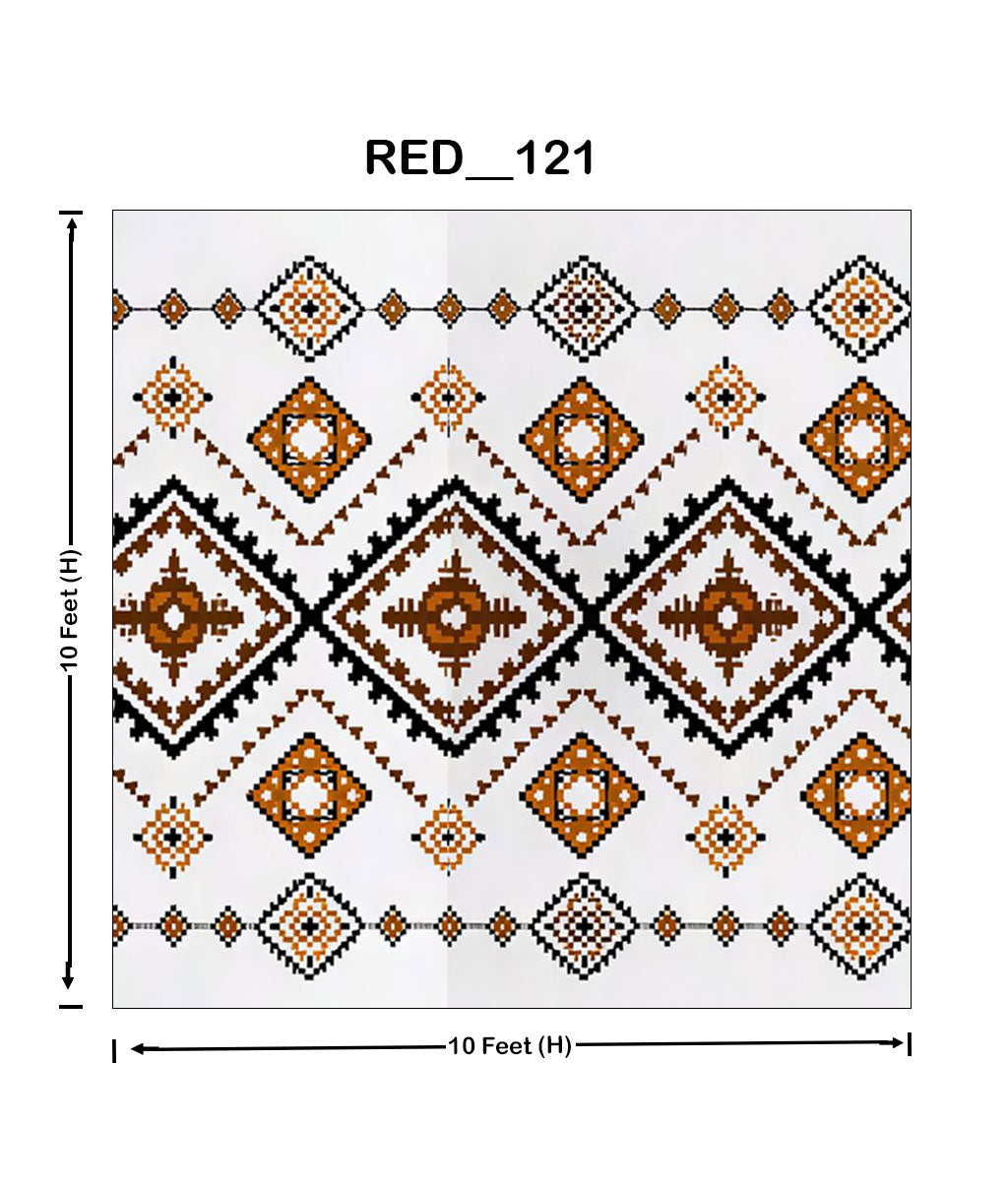 Ethnic Geometric Diamond Digital Parda (RED_121)