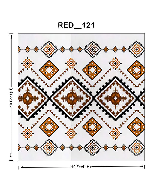 Ethnic Geometric Diamond Digital Parda (RED_121)