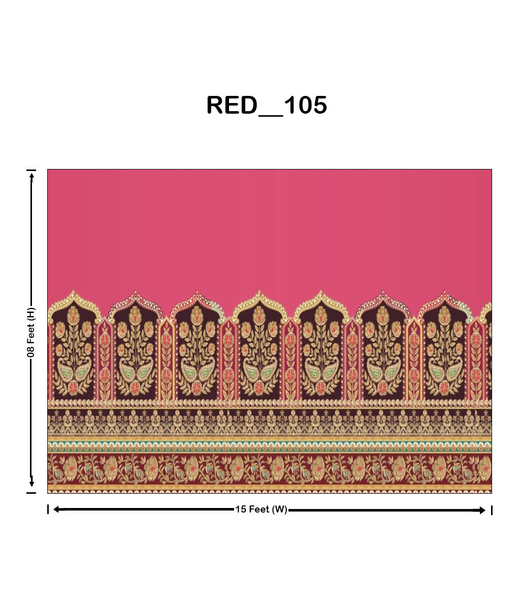 (Pink Heritage Mughal Border Backdrop (RED_105)
A