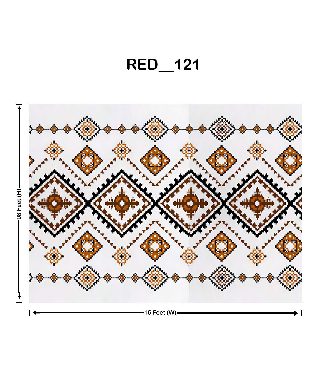 Ethnic Geometric Diamond Digital Parda (RED_121)