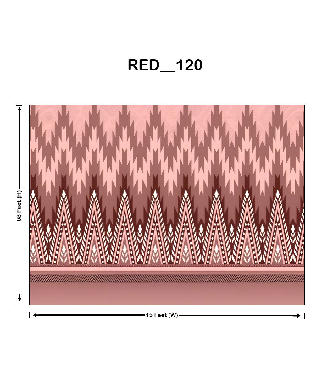 Ziazag Geometric Ethnic Digital Parda (RED_120)