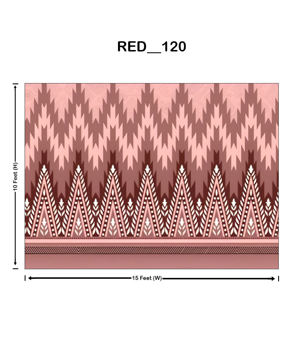 Ziazag Geometric Ethnic Digital Parda (RED_120)