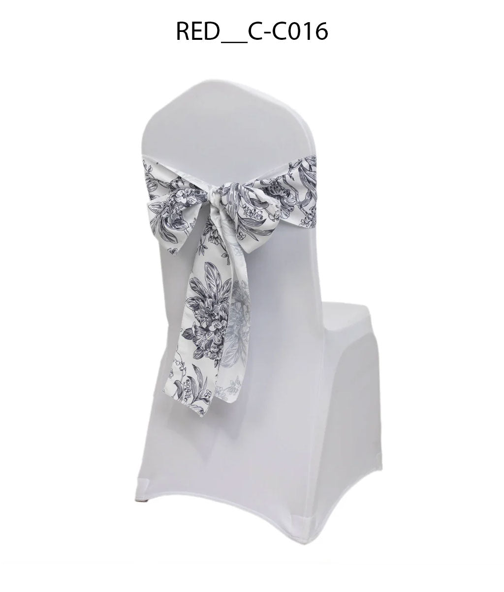 Printed Floral Chair Sash for Wedding & Event Decoration