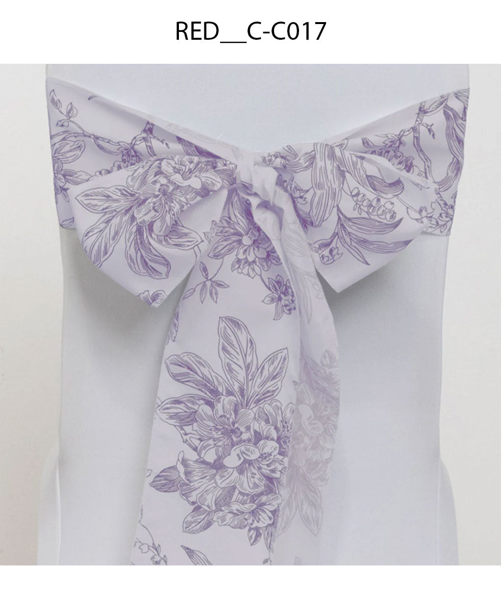 Printed Floral Chair Sash for Wedding & Event Decoration