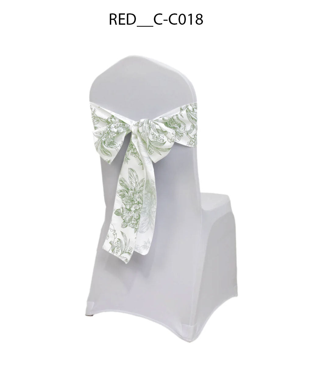 Printed Floral Chair Sash for Wedding & Event Decoration