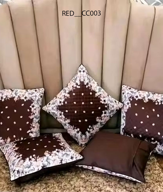 Maroon Soft Cushion Cover Set (5 pcs) 16x16 | RED_CC003 - Royal events&decors #