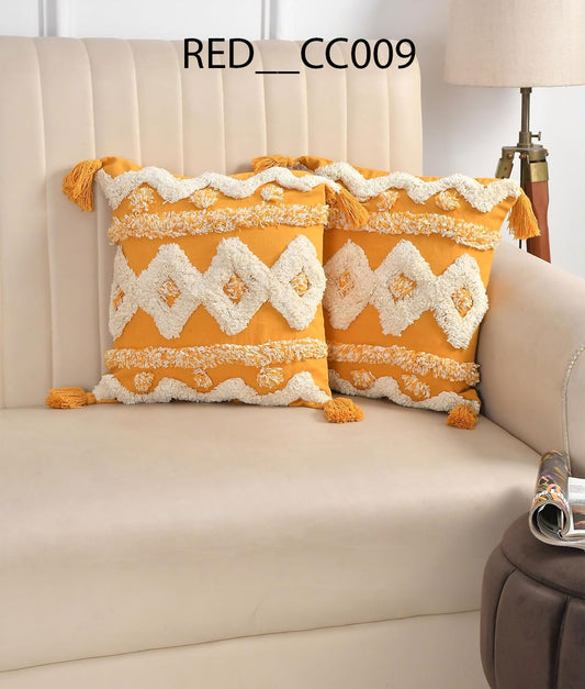 Boho Yellow Abstract Cushion Covers – 16x16 (Set of 2) - Royal events&decors #