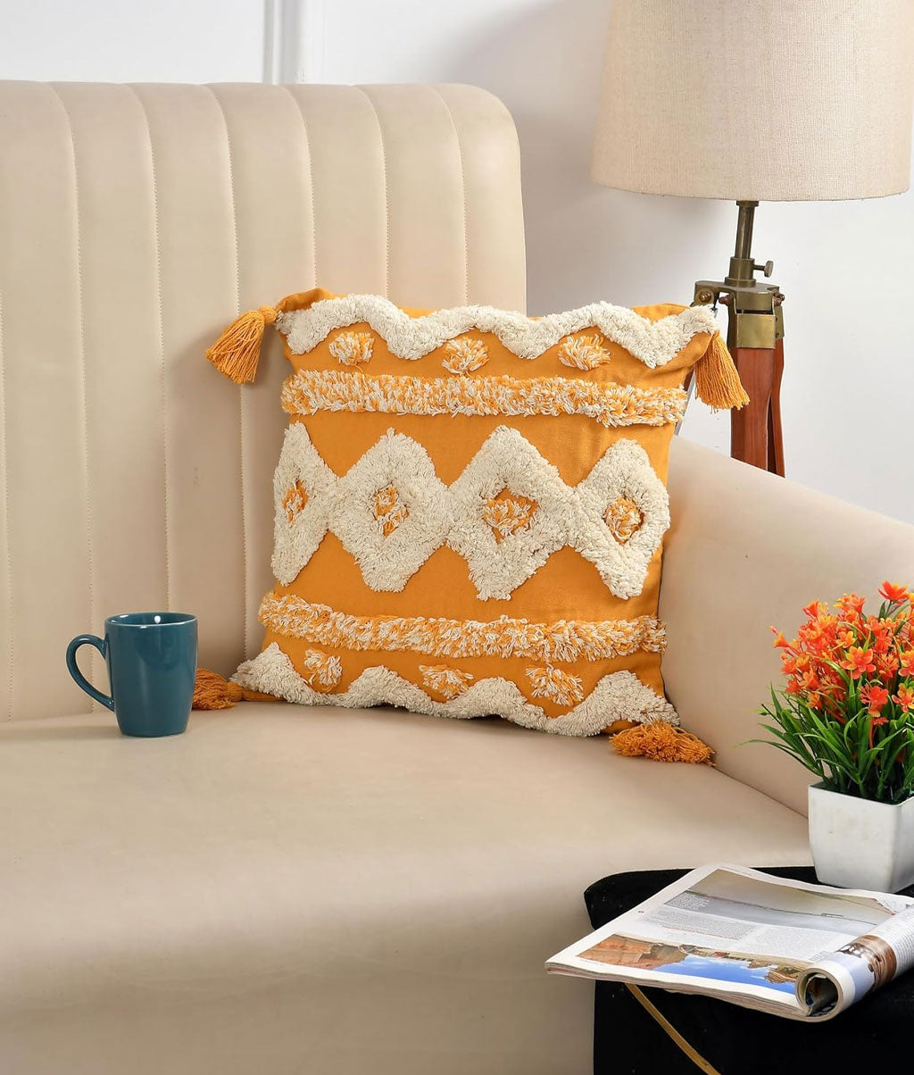 Boho Yellow Abstract Cushion Covers – 16x16 (Set of 2) - Royal events&decors #