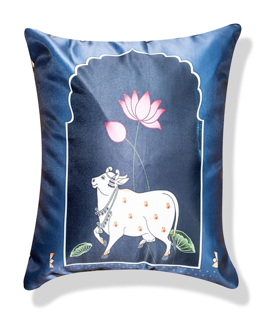Satin Cow Pichwai Cushion Covers Set of 5 (16x16) (RED__CC015) - Royal events&decors #