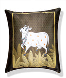 Satin Cow Pichwai Cushion Covers Set of 5 (16x16) (RED__CC015) - Royal events&decors #