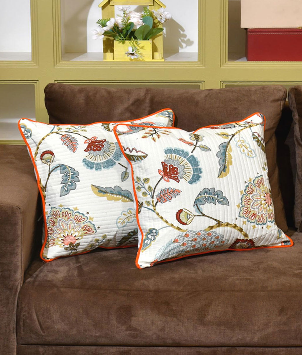 Cotton Cushion Covers Set of 2; 16x16 Inches; Multicolor Peacock - Royal events&decors #