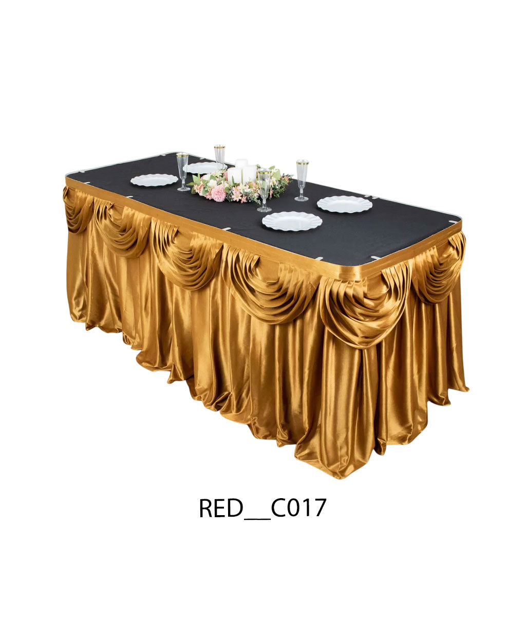 Satin Pleated Table Skirt for Events | Elegant Banquet & Wedding Table Cover