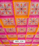 Printed Box / Coffer Ceiling with Frill Border (RED__C24)