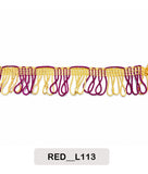 Gold & Magenta Loop Tassel Fringe Lace Trim (Code: L113)