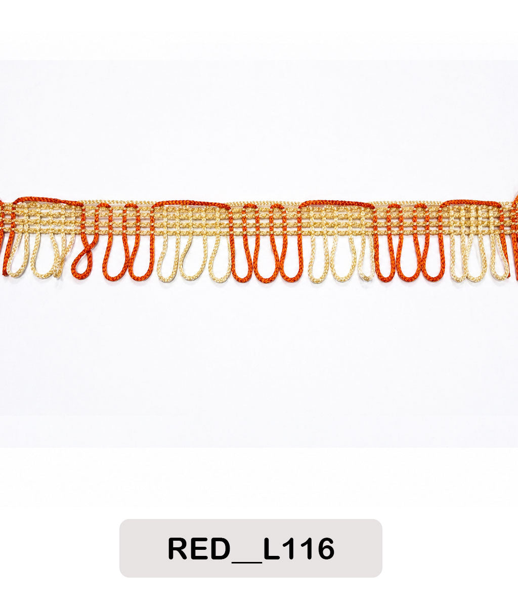 Gold & Orange Loop Fringe Lace Trim (Code: L116)
