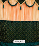 Emerald Green & Peach Luxury Decorative Curtain (RED__P13)