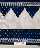 Midnight Blue & White Premium Embroidered Border Stage Curtain