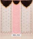 Pastel Pink & Velvet Brown Floral Embroidered Stage Curtain