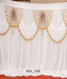 Pure White Graceful Net Curtain with Gold Sequin Accents (RED__P28)