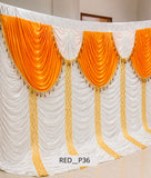 Festive Orange & White Layered Cowl Stage Curtain