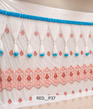 White Net Drapery with Sky Blue Tassels Stage Curtain (RED__P37)
