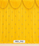 Bright Haldi Yellow Stage Curtain with Crystal Star Brooches (RED__P42)