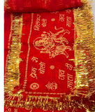 Divine Red Mata Chunri with Golden Fringe Lace