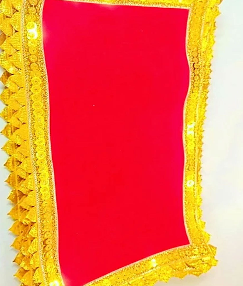 Premium Plain Red Mata Chunri with Heavy Golden Lace Border