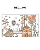 Red Tribal Village Wallpaper Mural – Ethnic Art Wall Covering(RED_107) 4