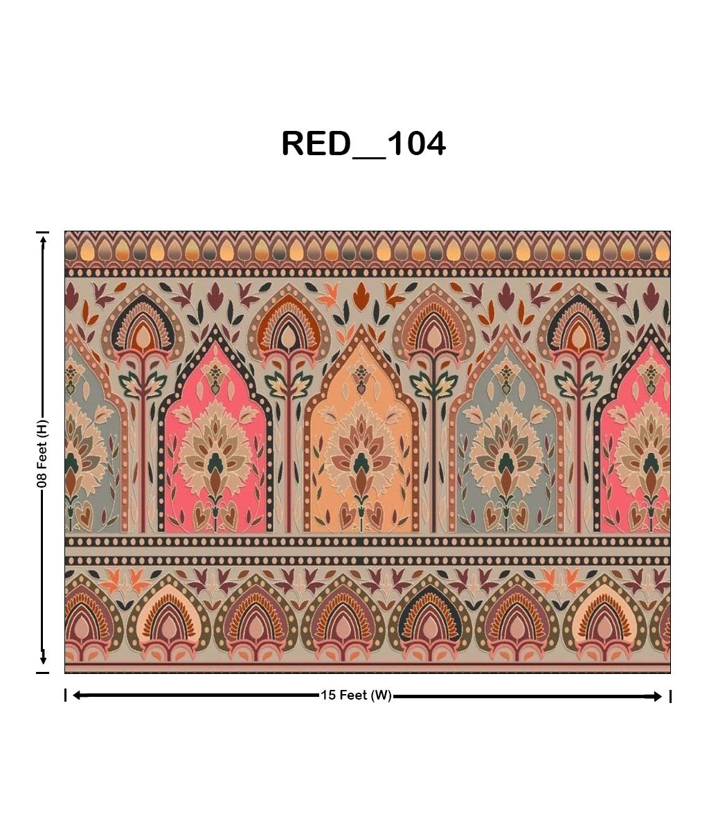 Vintage Ethnic Arch Floral Digital Parda