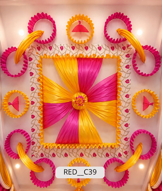 Geometric Pinwheel Mandala with Ring Grid (RED__C39)