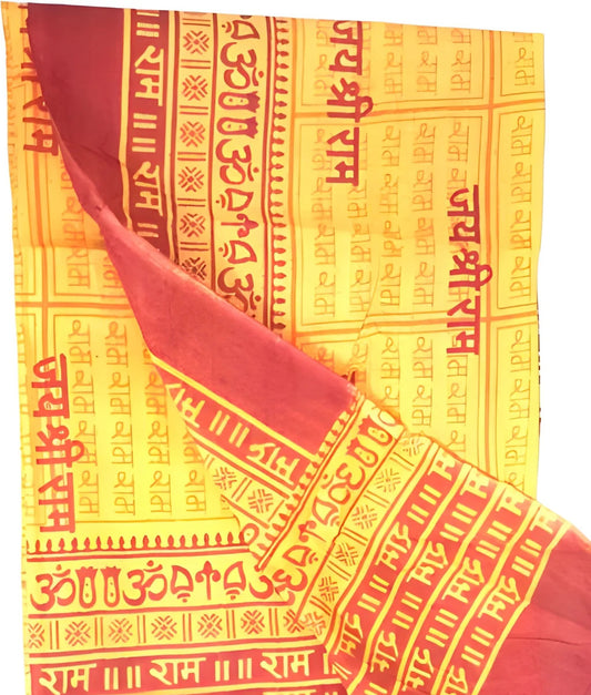 Jai Shree Ram Printed Religious Dupatta / Devotional Shawl (RED__D04)