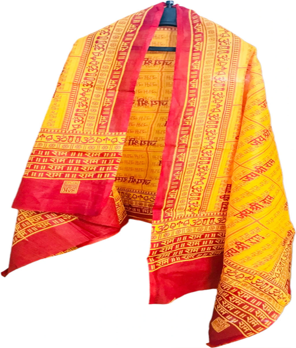 Jai Shree Ram Printed Religious Dupatta / Devotional Shawl (RED__D04)