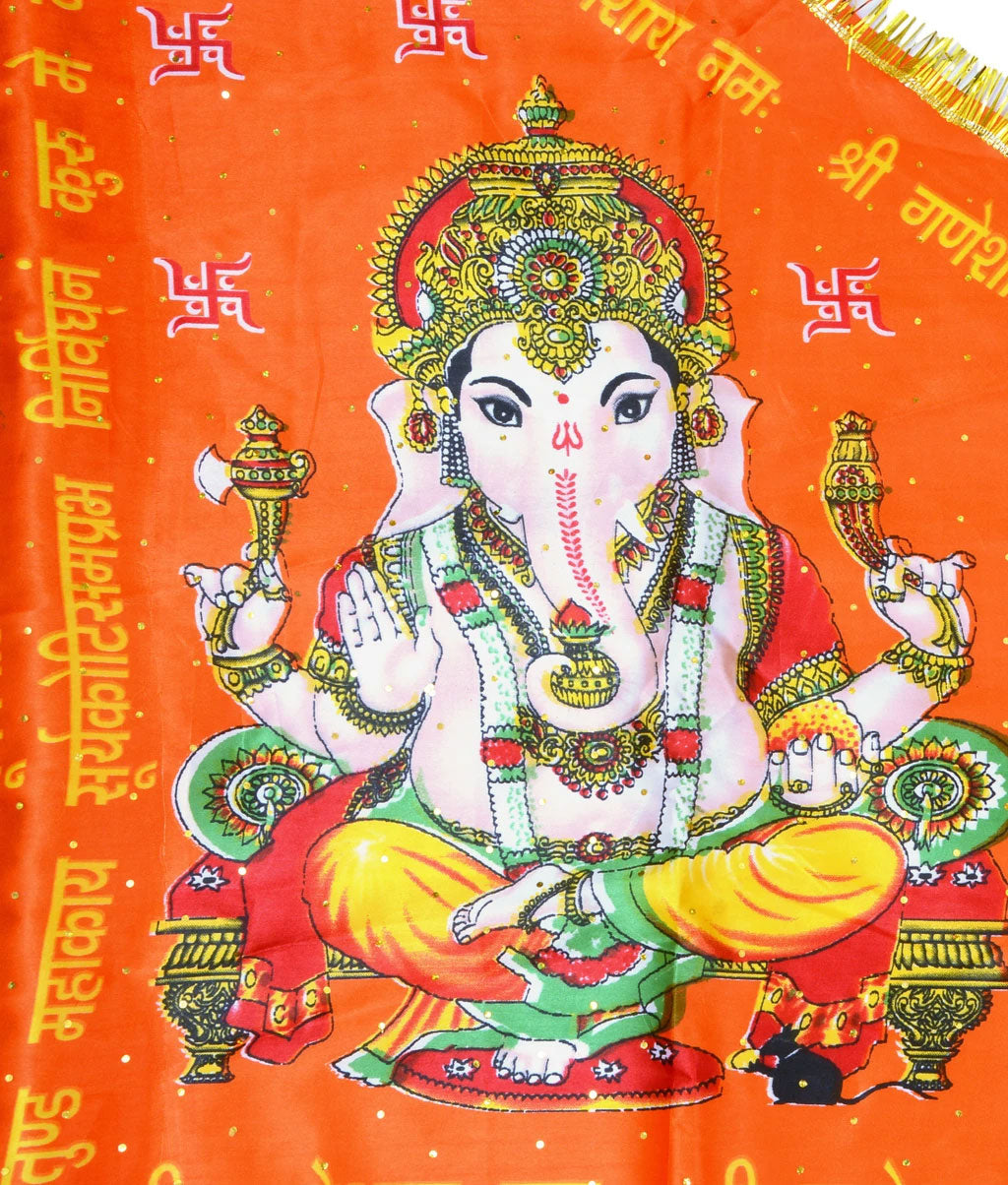 Shree Ganesh Bhagwa Religious Flag (RED__F05)