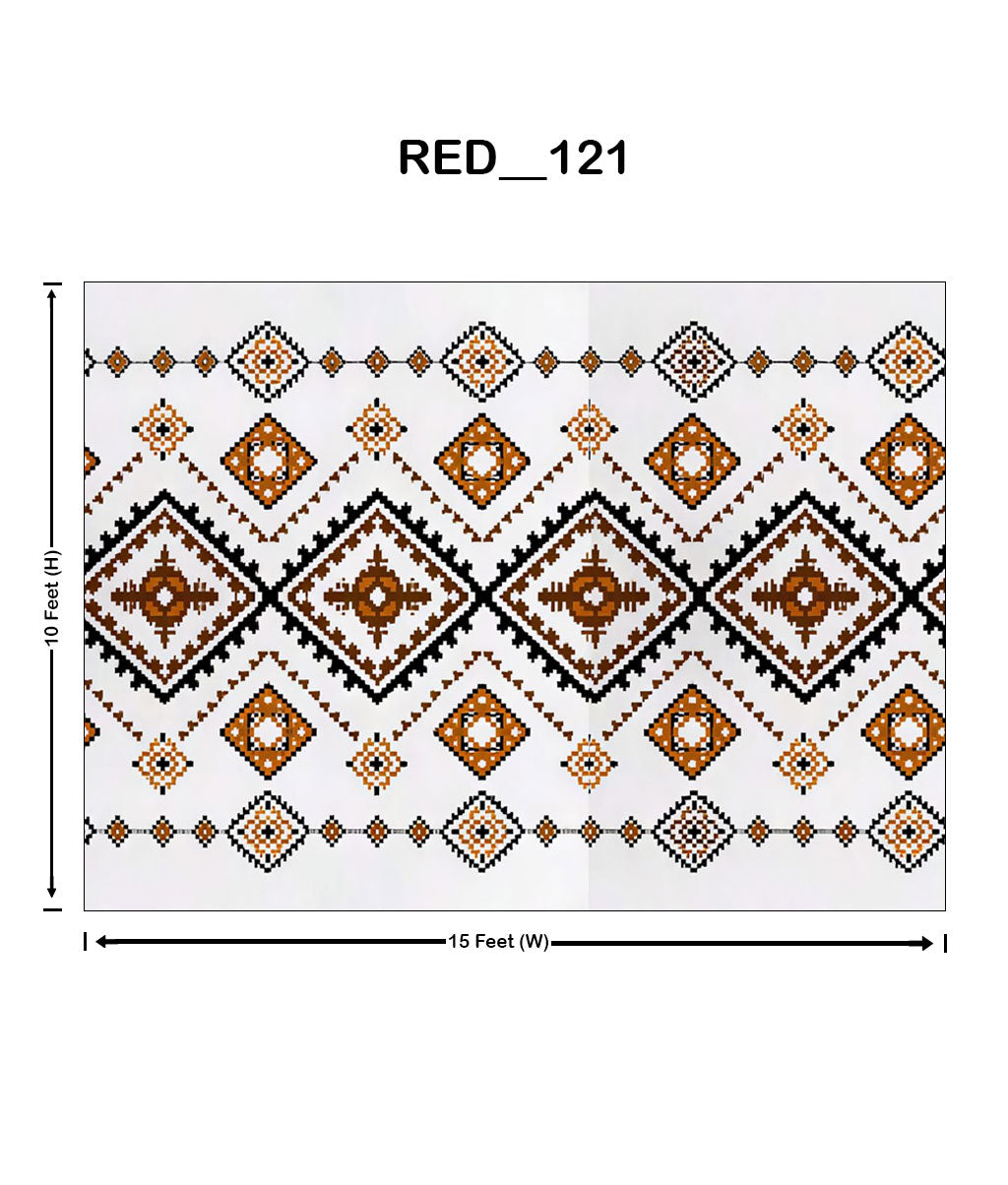 Ethnic Geometric Diamond Digital Parda (RED_121)