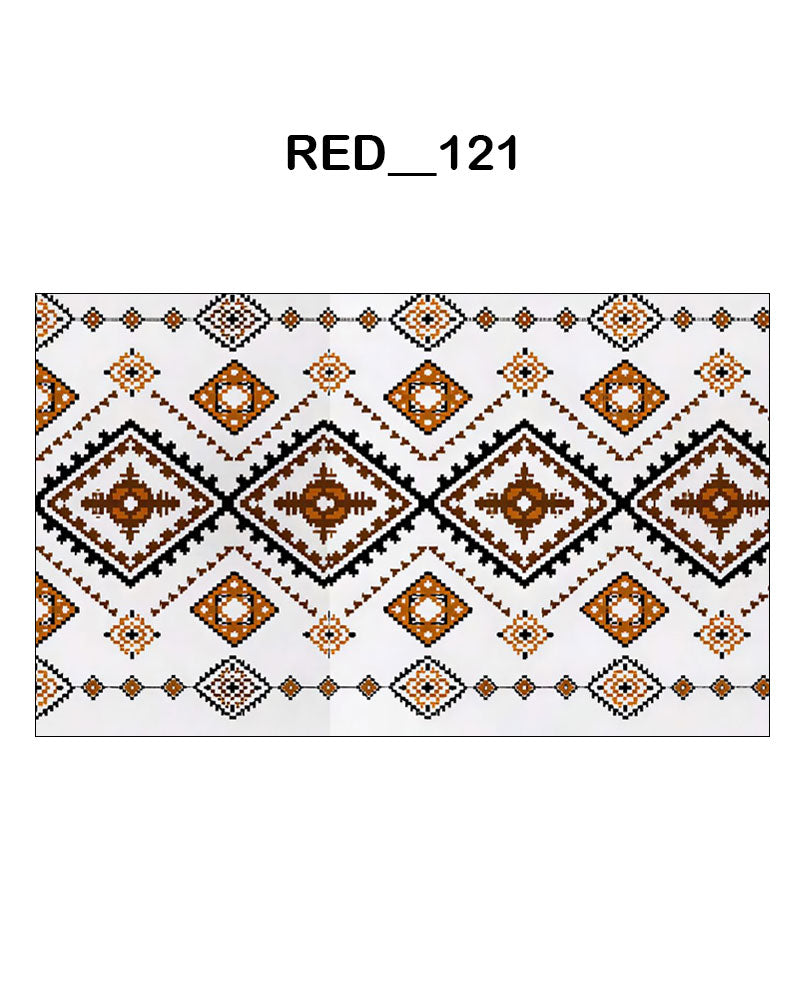 Ethnic Geometric Diamond Digital Parda (RED_121)