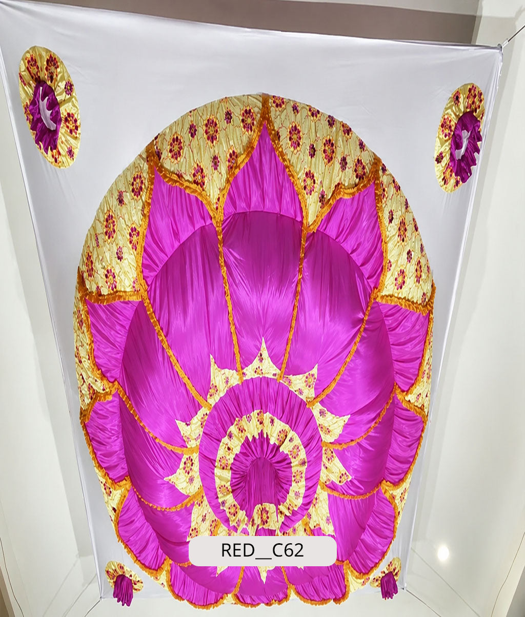 Fluted Lotus Mandala with Ornate Brocade Border (RED__C62)