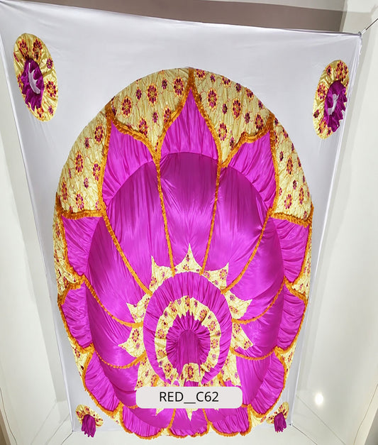 Fluted Lotus Mandala with Ornate Brocade Border (RED__C62)