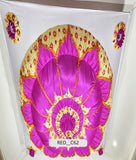 Fluted Lotus Mandala with Ornate Brocade Border (RED__C62)