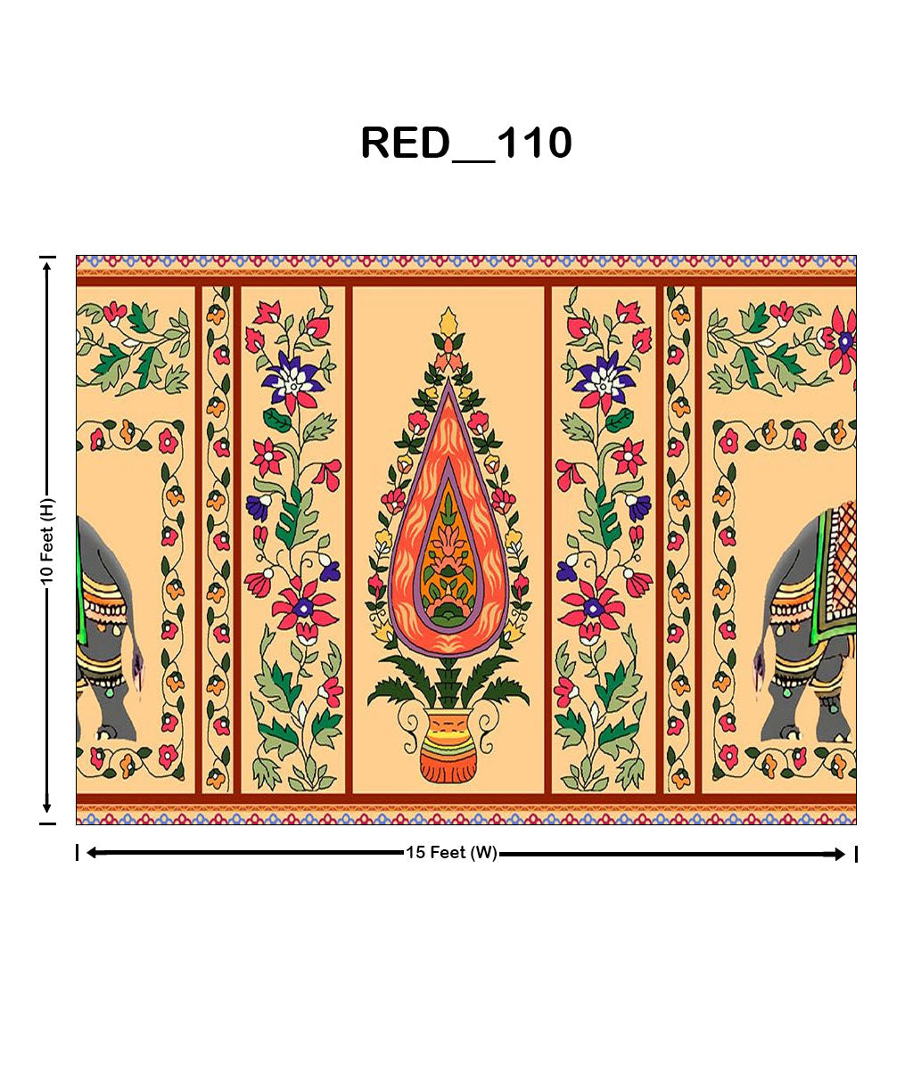 Pichwai Style Printed Backdrop(RED_110) 3