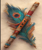 Krishna Flute Wall Hanging with Peacock Feather