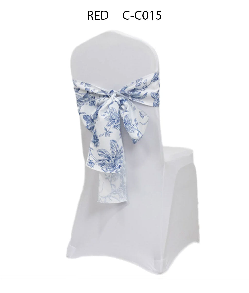 Printed Floral Chair Sash for Wedding & Event Decoration