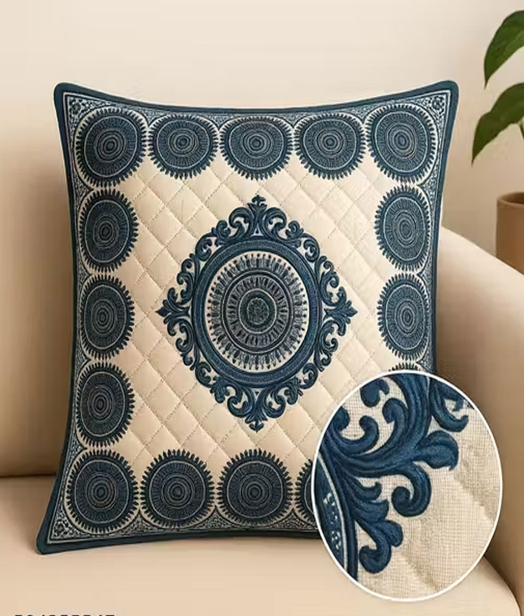 Premium 16x16 Inch Blue Cushion Cover Set of 5 – Decorative Sofa & Bed Pillow Covers | Home Décor & Diwali Gifting Special (RED_CC001) - Royal events&decors #