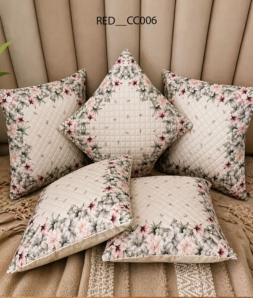 Premium White Velvet Quilted Cushion Cover Set of 5 | Ultra-Soft 16x16 Winter Decor Pillows - Royal events&decors #