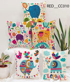 Multicolor Elephant Cushion Covers (5 pcs, 16x16)(RED__CC0010) - Royal events&decors #