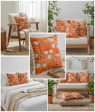 Floral Print Decorative Cushion Cover 16 x 16  inches, Set of 5, Cotton.(RED__CC011) - Royal events&decors #