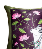 Satin Cow Pichwai Cushion Covers Set of 5 (16x16) (RED__CC015) - Royal events&decors #