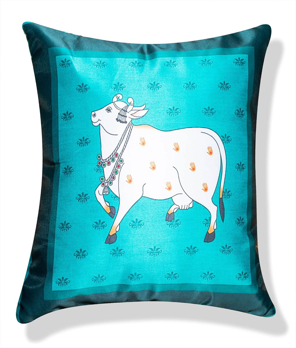 Satin Cow Pichwai Cushion Covers Set of 5 (16x16) (RED__CC015) - Royal events&decors #